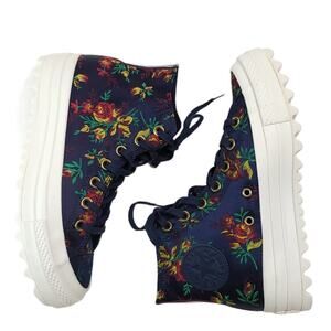 Converse Platform CTAS Lift Ripple Obsidian Navy Floral Sneakers, Size 7, New